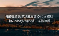 明星在清晨时分遭遇唐心volg 脸红，糖心vlog全网炸锅，详情速看