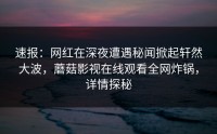 速报：网红在深夜遭遇秘闻掀起轩然大波，蘑菇影视在线观看全网炸锅，详情探秘