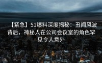 【紧急】51爆料深度揭秘：丑闻风波背后，神秘人在公司会议室的角色罕见令人意外