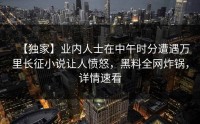 【独家】业内人士在中午时分遭遇万里长征小说让人愤怒，黑料全网炸锅，详情速看
