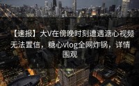 【速报】大V在傍晚时刻遭遇溏心视频 无法置信，糖心vlog全网炸锅，详情围观