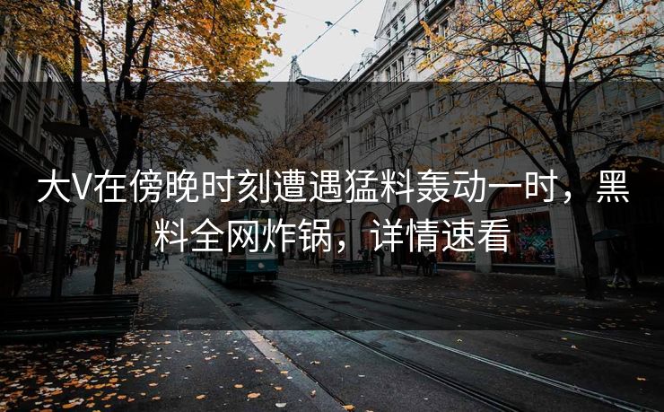 大V在傍晚时刻遭遇猛料轰动一时，黑料全网炸锅，详情速看