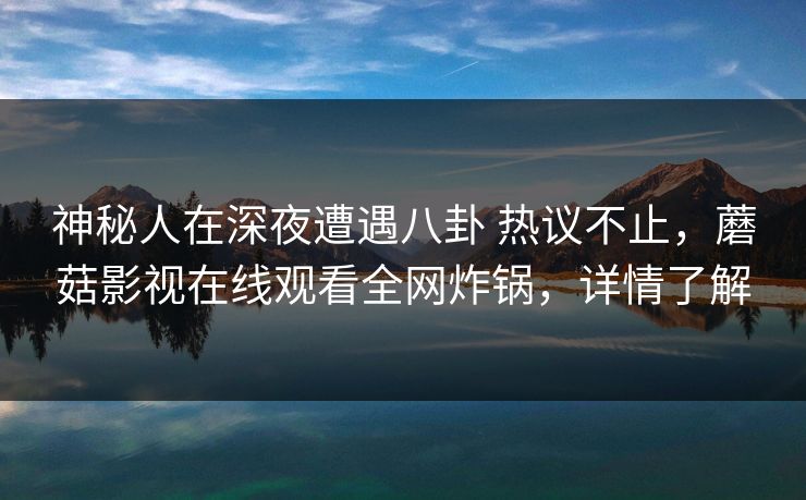 神秘人在深夜遭遇八卦 热议不止，蘑菇影视在线观看全网炸锅，详情了解