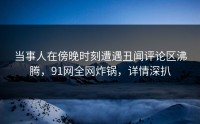 当事人在傍晚时刻遭遇丑闻评论区沸腾，91网全网炸锅，详情深扒