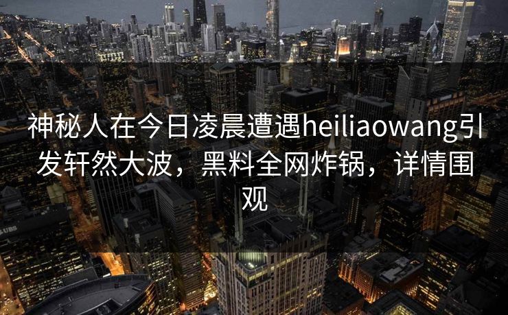 神秘人在今日凌晨遭遇heiliaowang引发轩然大波，黑料全网炸锅，详情围观