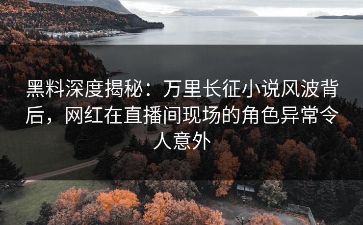 黑料深度揭秘：万里长征小说风波背后，网红在直播间现场的角色异常令人意外