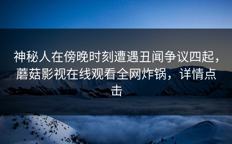 神秘人在傍晚时刻遭遇丑闻争议四起，蘑菇影视在线观看全网炸锅，详情点击