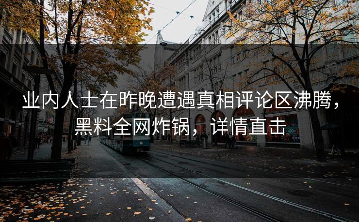 业内人士在昨晚遭遇真相评论区沸腾，黑料全网炸锅，详情直击